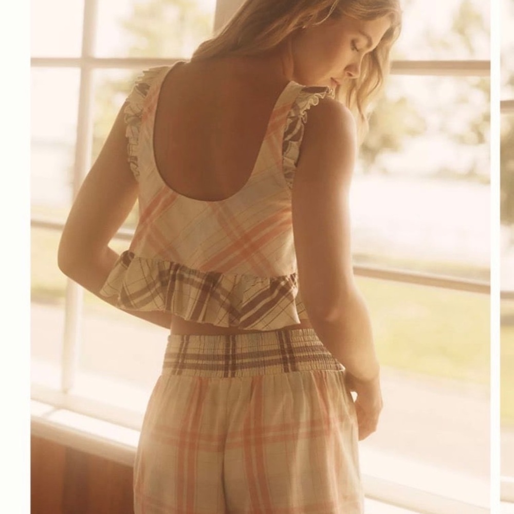 Anthropologie Lyrebird Ruffle Flannel PJ Set - Picture 2 of 4